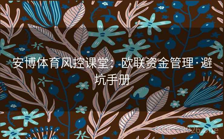 安博体育风控课堂:欧联资金管理·避坑手册  第1张 安博体育风控课堂:欧联资金管理·避坑手册  第1张