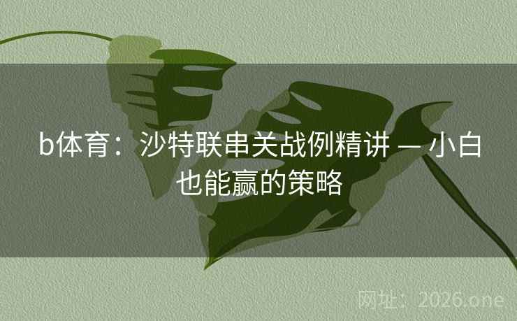 b体育:沙特联串关战例精讲 — 小白也能赢的策略  第1张 b体育:沙特联串关战例精讲 — 小白也能赢的策略  第1张